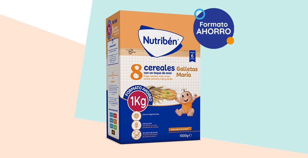 Nutribén Papilla 8 Cereales, Miel y Galletas María +6m 1000 gr Formato  Ahorro